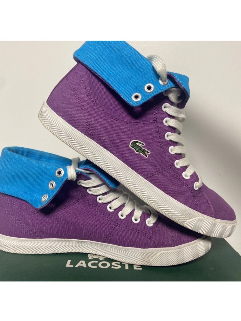 Lacoste Purple and Bright Blue High-Top Sneakers